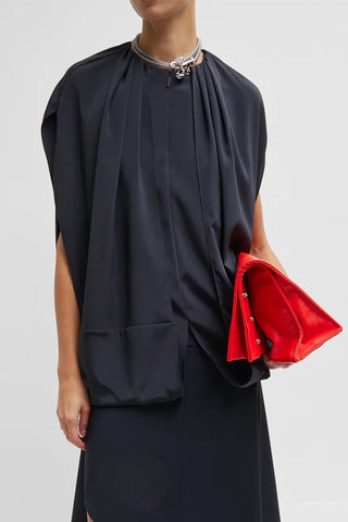 Tibi - Stretch Silk Nylon Cape Top