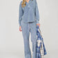 Blu Pepper - Washed Long Sleeve U Hem Polo Knit Top