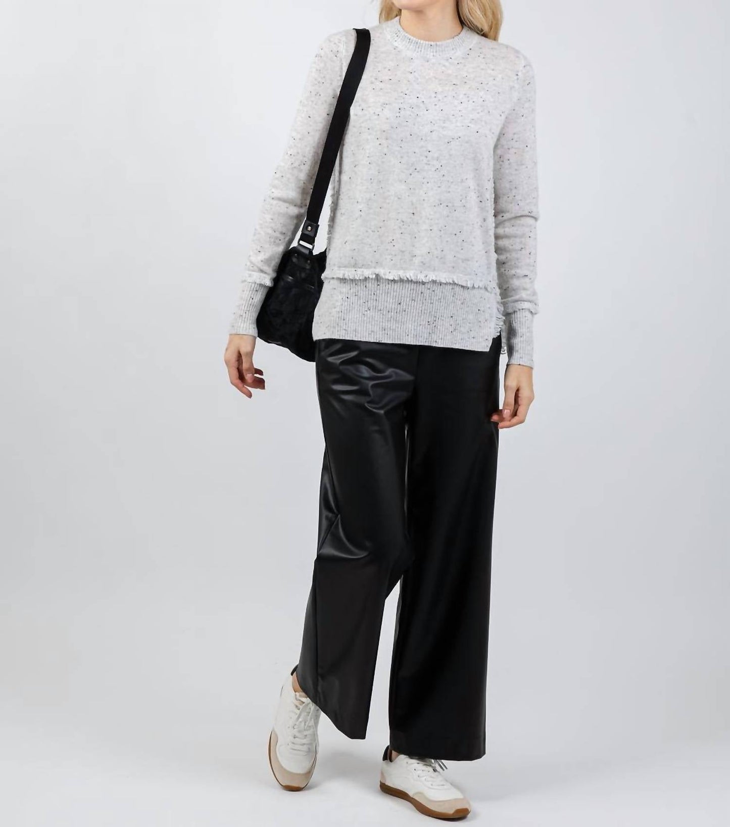 Autumn Cashmere - Cashmere Fringe Crew Sweater With Side Slits