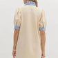 Entro - Mock Neck Contrast Striped Mini Dress