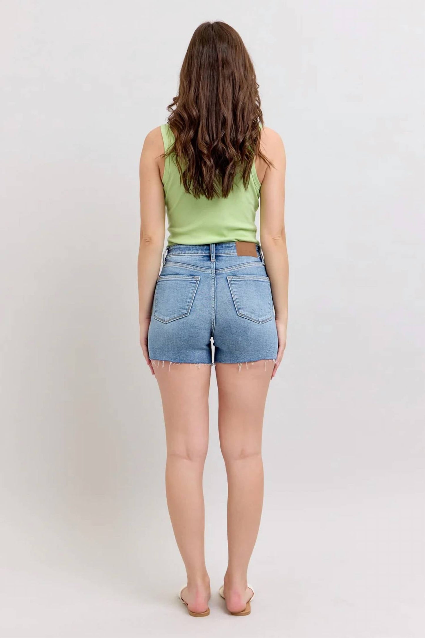 Judy Blue - High Waist Shorts With Stitch Over Destroy