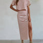 By Together - Striped Pencil Midi Skirt