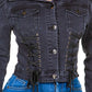 American Bazi - Chic Off Shoulder Lace Up Denim Jacket