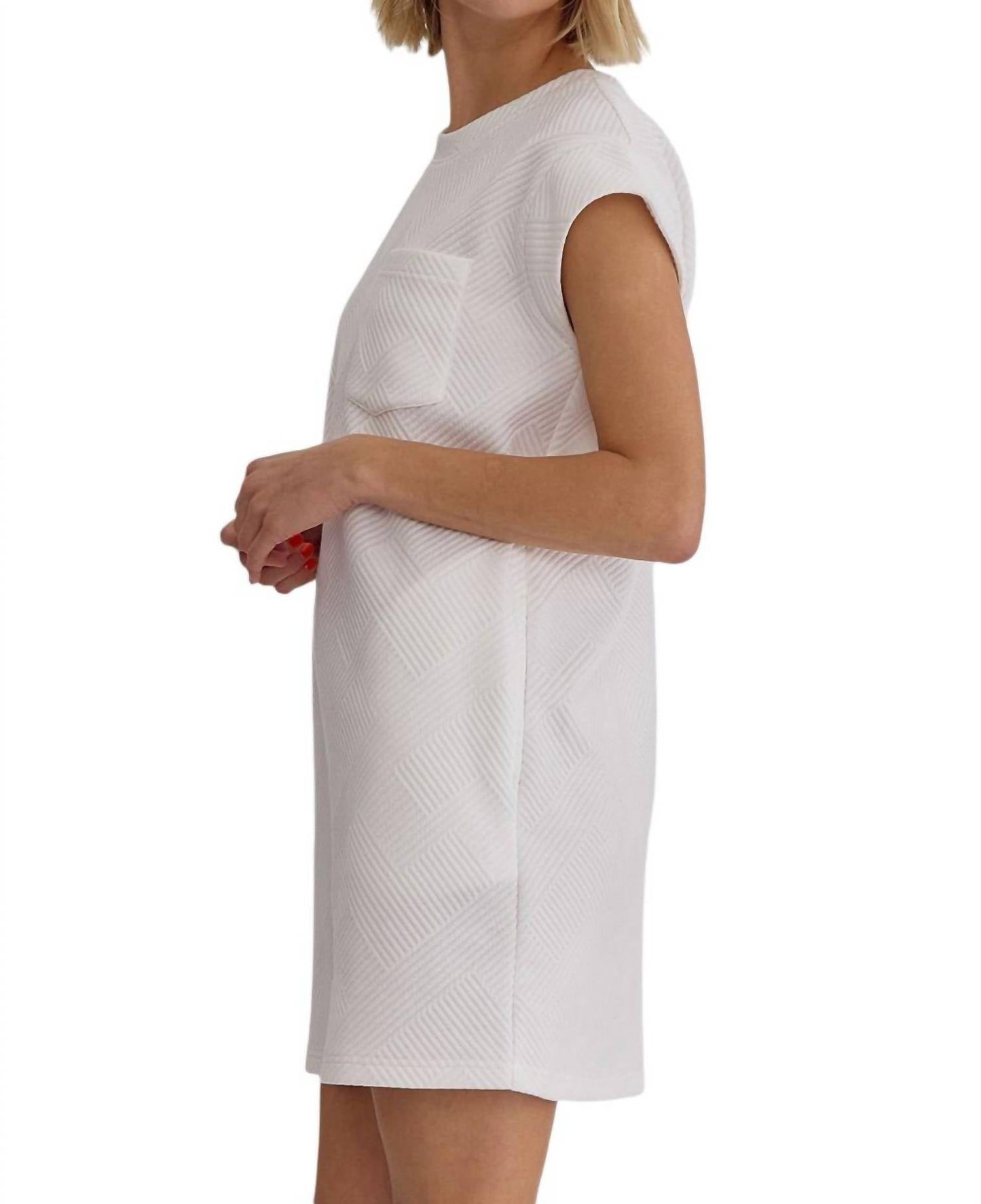 Entro - Textured Round Neck Mini Dress