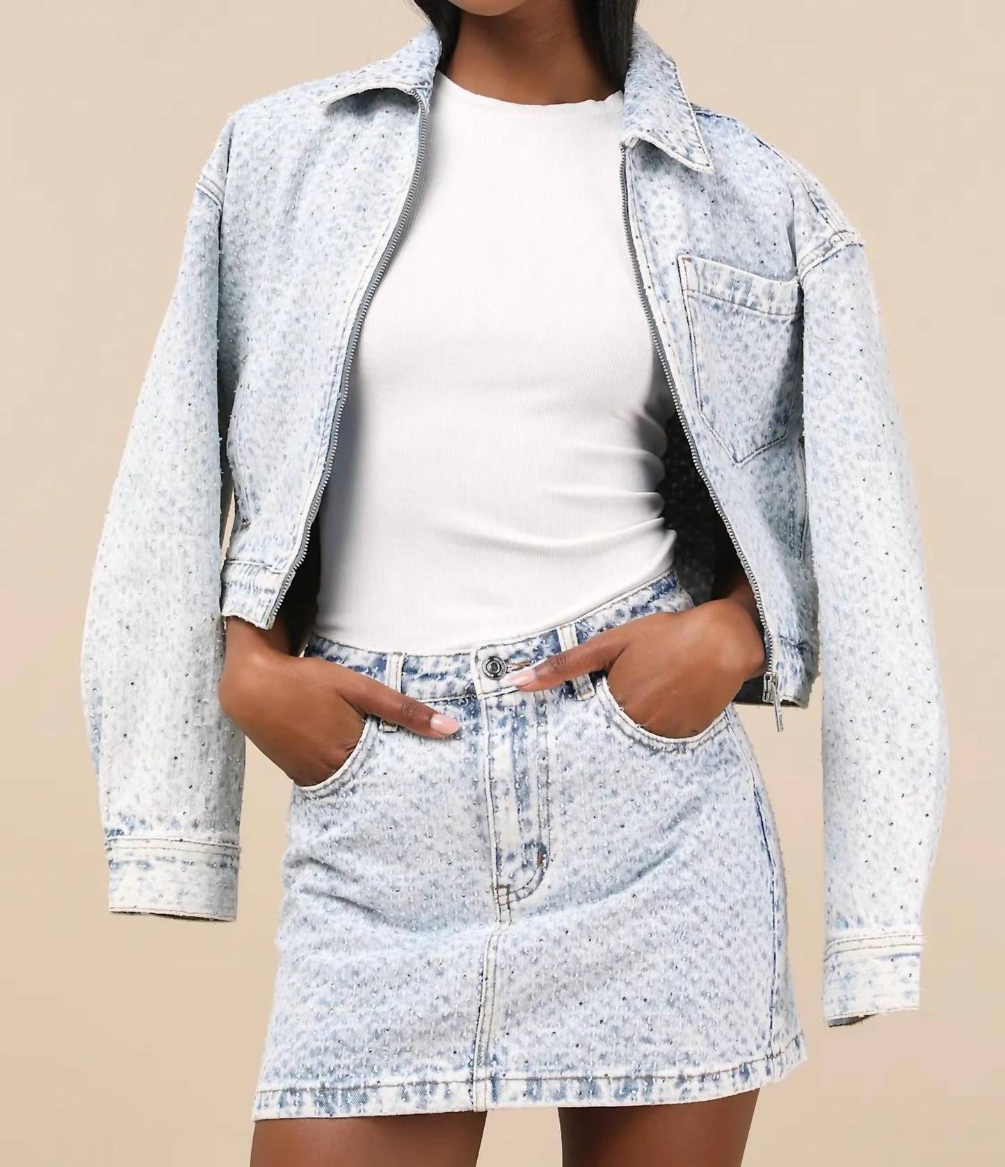 Steve Madden - Beck Rhinestone Denim Skirt