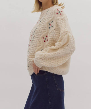 Entro - Cable Knit Round Neck Sweater