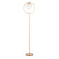 Moon Contemporary Floor Lamp in Gold Metal and Frosted Glass