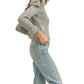 &Merci - Ruffled Shoulder Mix Knit Sweater