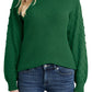 CeCe Puff Sleeve Bobble Ribbed Sweater in Alpine Green, Size Small