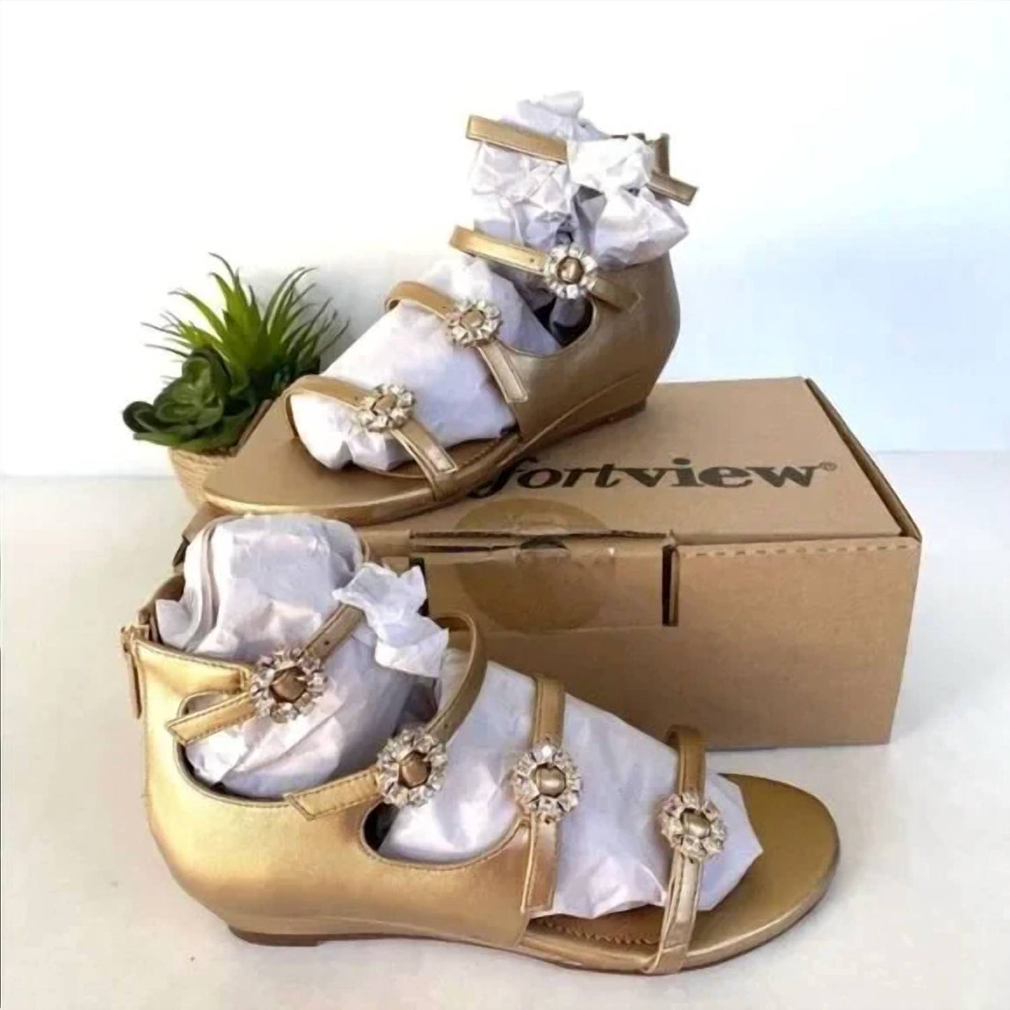 Comfortview - Women Strappy Embellished Sandals