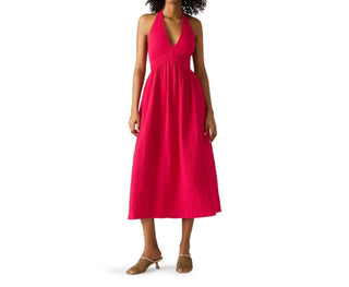 Steve Madden - Piper Stretch Smocked Waist Halter Tie Midi Dress