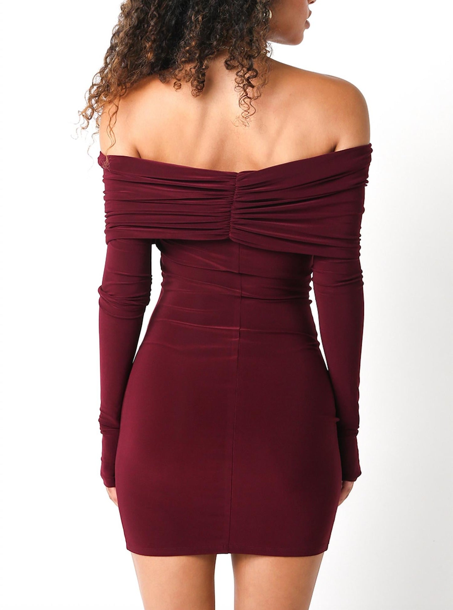 Hallelu - Off Shoulder Long Sleeve Mini Dress