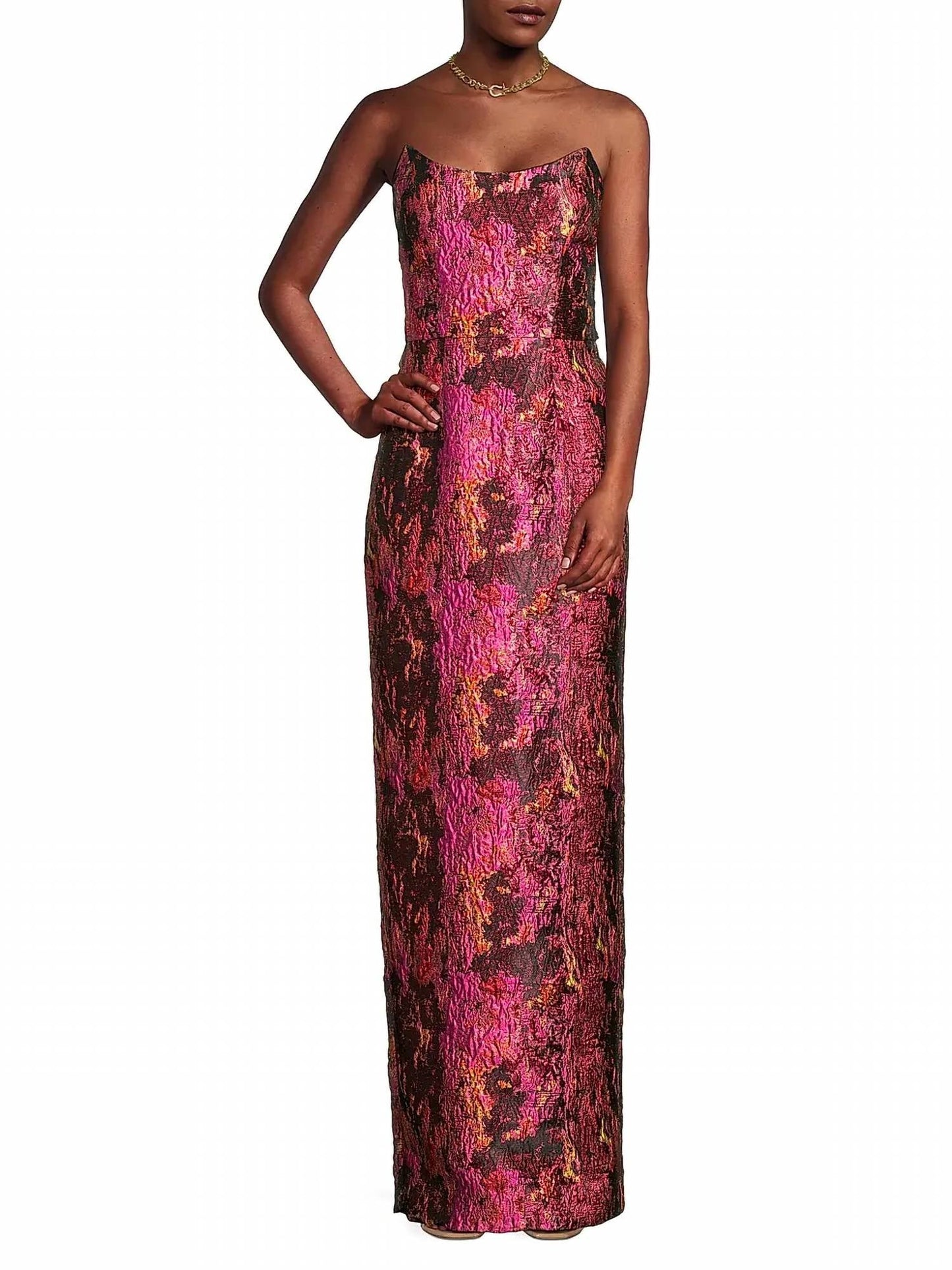 Black Halo - Lumina Jacquard Strapless Maxi Gown