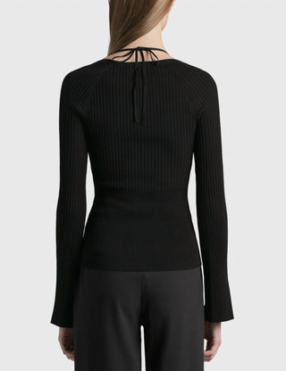 Simkhai - Minka Compact Rib Long Sleeve Halter Top