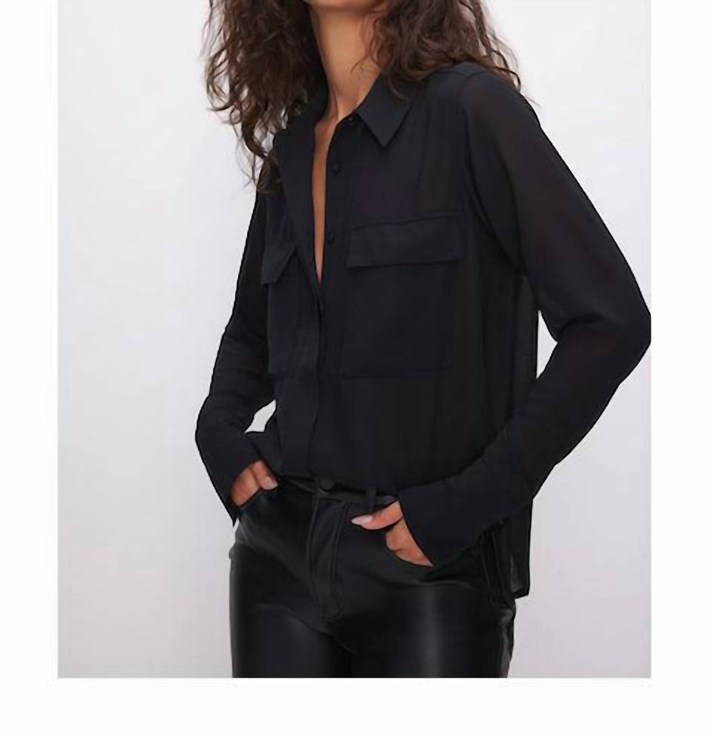 Good American - Georgette Sheer Woven Shirt