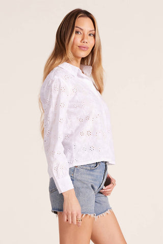Bobi - Cropped Button Front Long Sleeve Top
