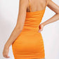 Cason Couture - The Charlize Satin Ruched Stretch Bodycon Mini Dress