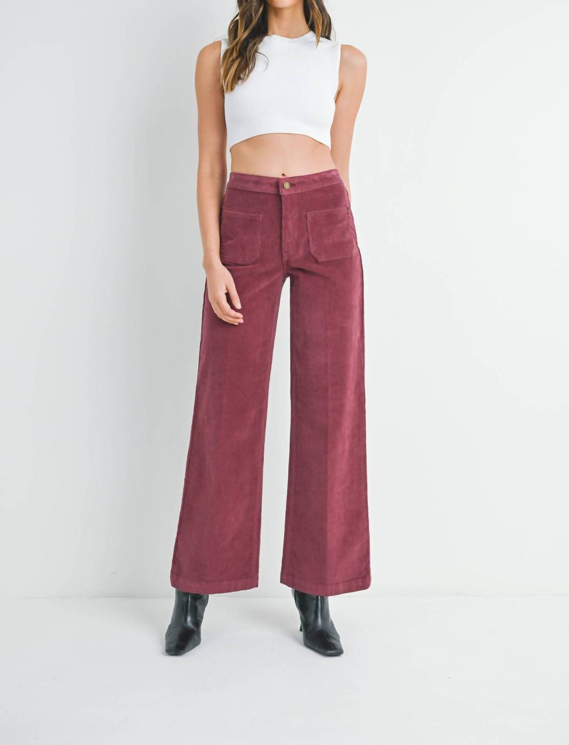 Jbd. - Corduroy Mini Patch Pocket Wide Leg Pants