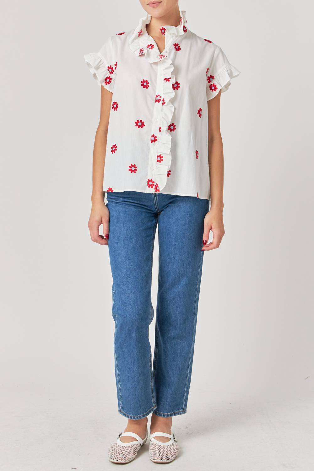 English Factory - Embroidered Ruffle Blouse