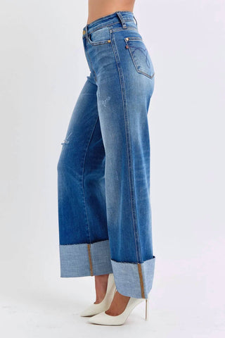 Judy Blue - Retro Wide Leg With Cuff Jeans