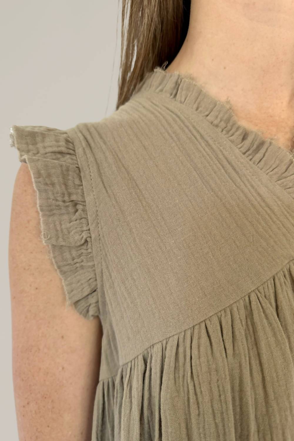Grade & Gather - Ruffle Cap Sleeve Gauze Dress