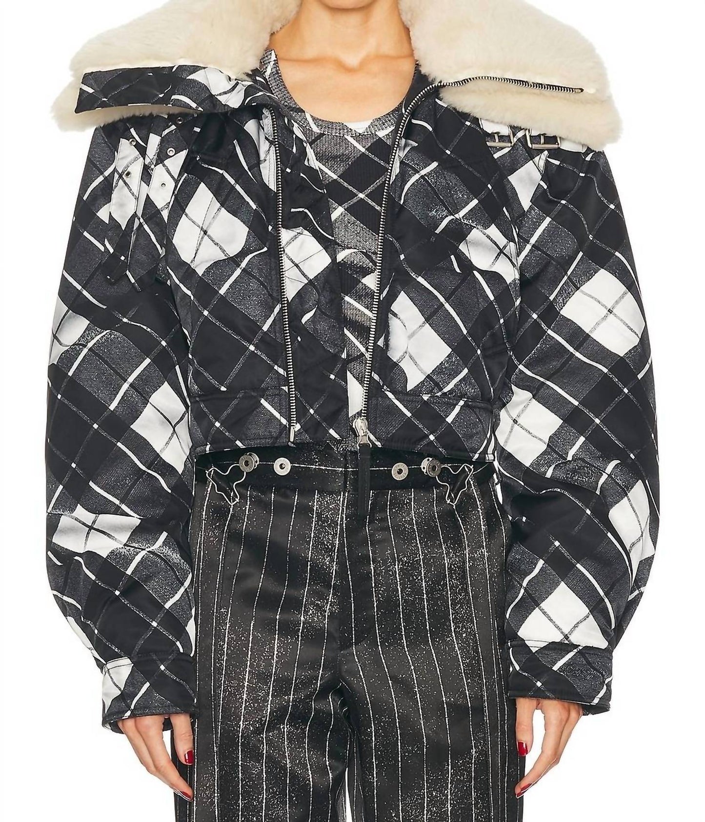 Jean Paul Gaultier - Distorted Tartan Aviator Coat