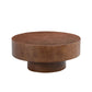 31.49'' Faux Burl Wood Pattern Round Coffee Table with Sturdy Pedestal