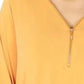Zenana - Ity Front Zip-up 3/4 Sleeve Top - Plus
