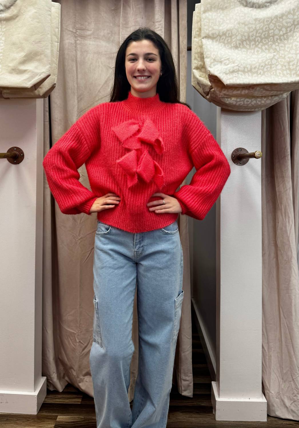&Merci - Mock Neck Bow Sweater