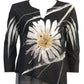 Jess & Jane - Women's Chit Chat Slit V Neck Chiffon Contrast Top