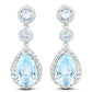 9.46 Carat Genuine Blue Topaz and White Topaz .925 Sterling Silver Earrings