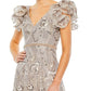 Mac Duggal - Embellished Ruffled Cap Sleeve A Line Dress 68262