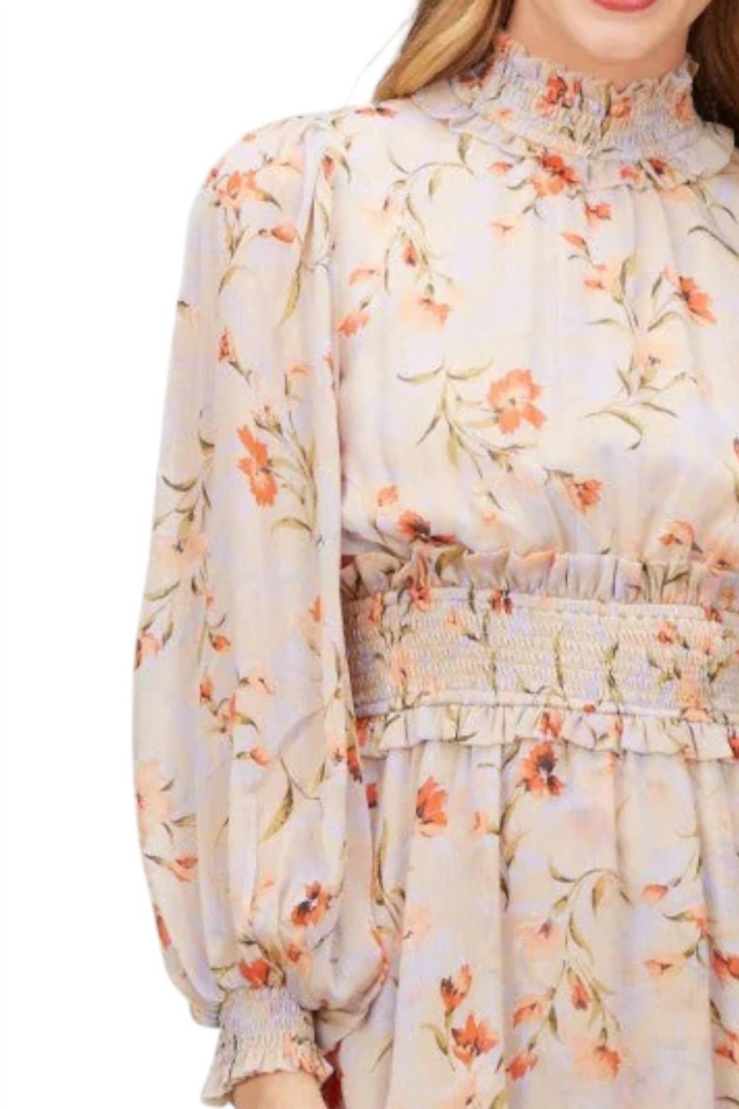 Before You - Chiffon Print Smocked Waist Dress