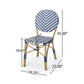 Outdoor Rattan and Aluminum French Armless Bistro Chairs Set - Navy Blue