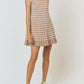 Lalavon - Striped Pleated Sleeveless Sweater Mini Dress