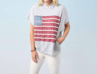 Coco + Carmen - Vintage Look Americana Patriotic Hooded Top