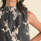 &Merci - Metallic Floral Jacquard Bubble Hem Top