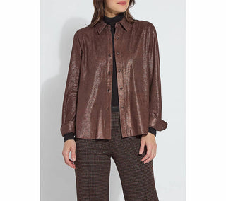 Lysse - Connie Patent Foil Vegan Suede Shacket