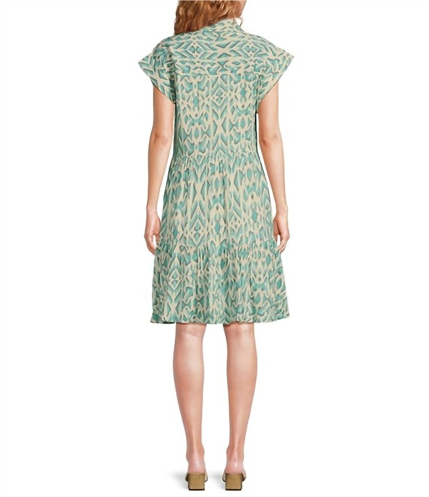 Elan - Printed Button Front A-line Midi Dress