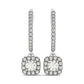 Cushion Shape Halo Style Diamond Drop Earrings in 14k White Gold (1/2 cttw)