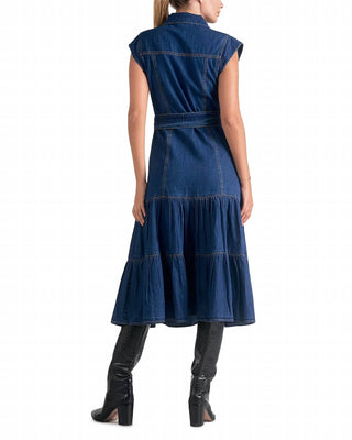 Elan - Denim Cap Sleeve Midi Dress