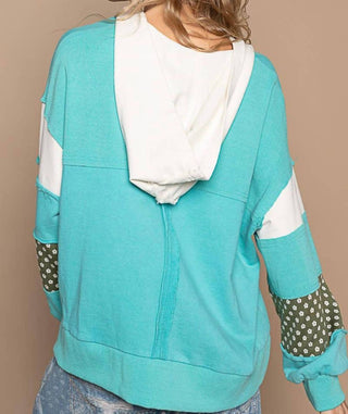 Pol - V-neck Balloon Floral Patch Hoodie