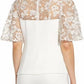 Adrianna Papell - Bell Sleeve Zipper Back Illusion Embroidered Crepe Top