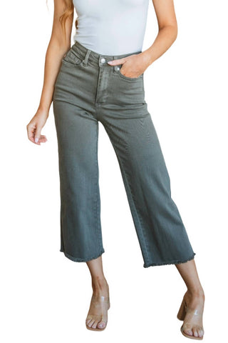 Judy Blue - High Rise Control Top Wide Leg Crop Jeans