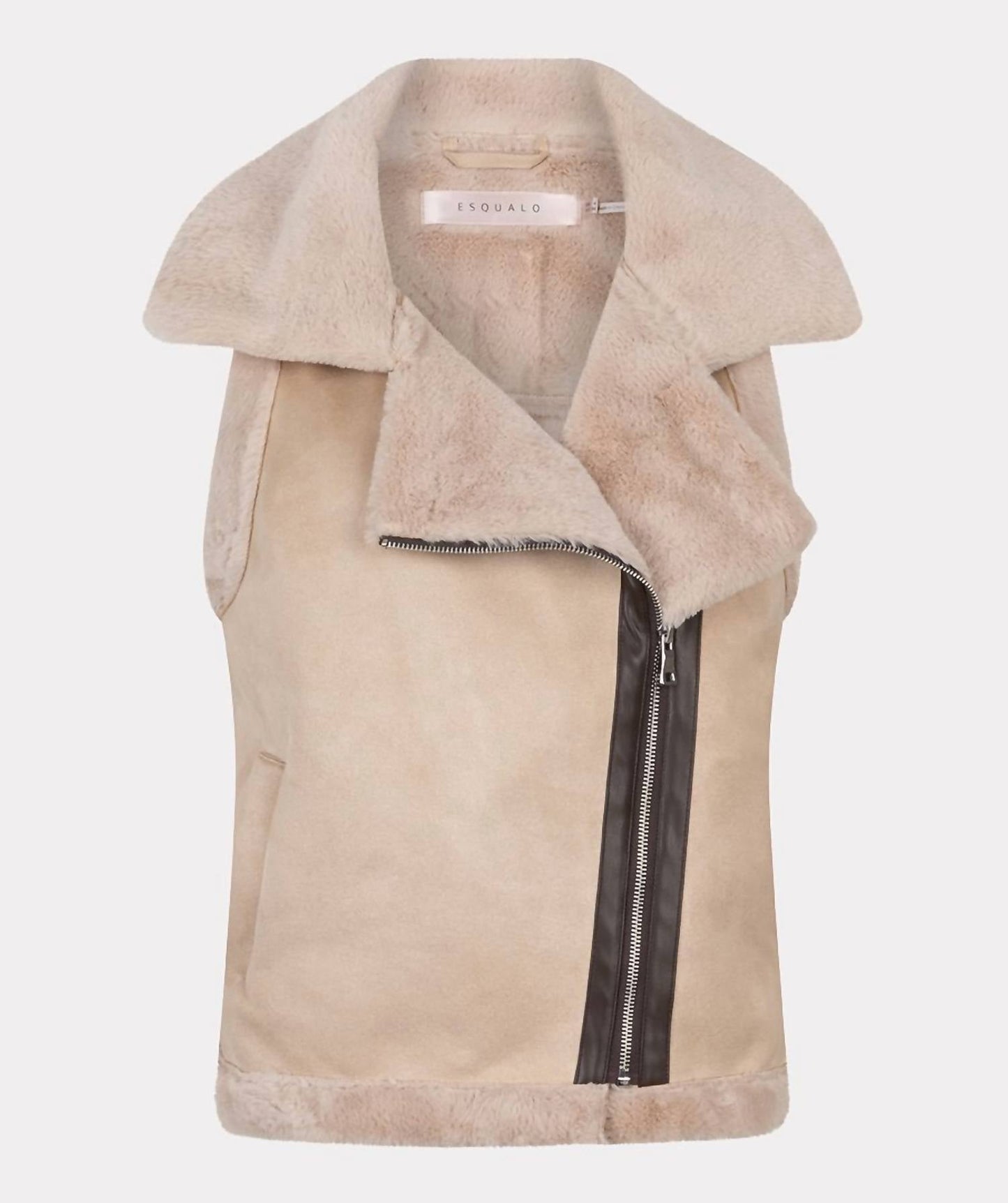 Esqualo - Fake Fur Suedine Gilet Jacket