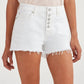 7 For All Mankind - High Waist Frayed Exposed Buttons Hem Shorts