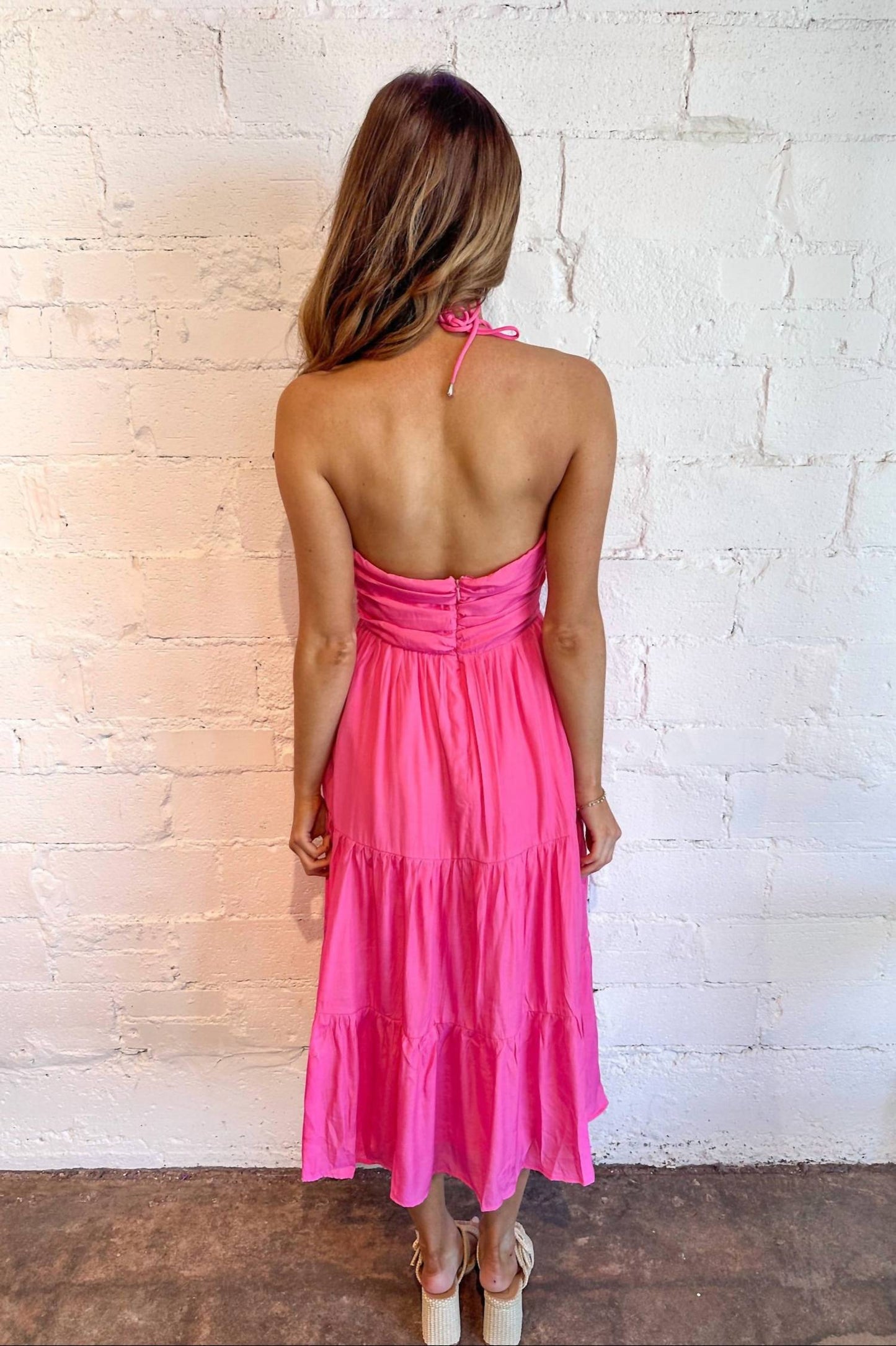 Day + Moon - Haltered Ruched Midi Dress