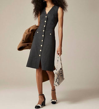 J.Crew - Buttoned Sheath Dress In Italian Stretch Wool Blend