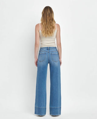 Vervet By Flying Monkey - High Rise Raw Hem Wide Leg A Line Jeans