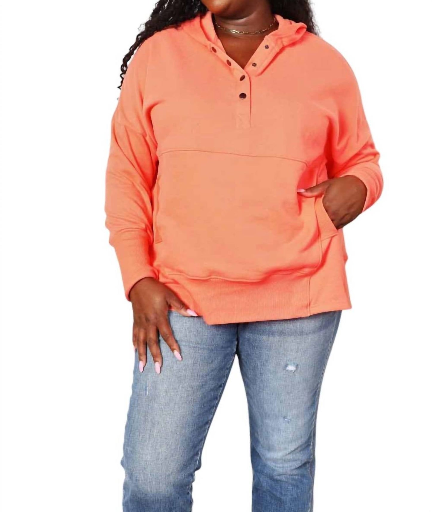 Double Take - Quarter-Snap Dropped Shoulder Hoodie